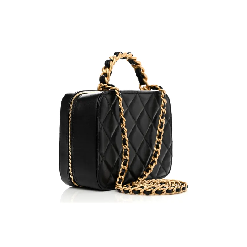 CHANEL Sheepskin Box Bag, Shoulder Bag, Crossbody Bag Women's Black-2
