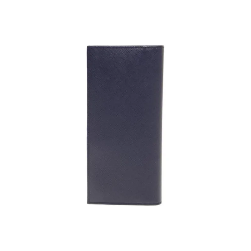 PRADA Cow Leather Clutch Wallet Men's Dark Blue-1