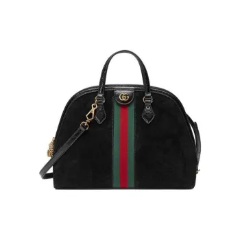 GUCCI Ophidia Canvas With Leather Trim Dome Bag Shoulder Bag Crossbody Bag Handbag Medium Size Women's Black