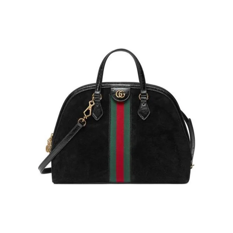 GUCCI Ophidia Canvas With Leather Trim Dome Bag Shoulder Bag Crossbody Bag Handbag Medium Size Women's Black-0