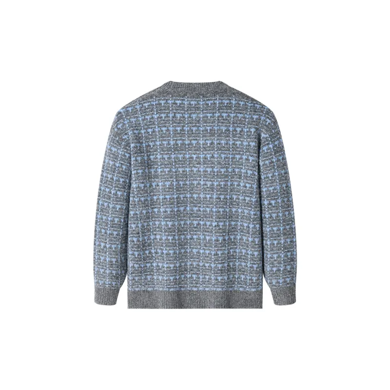 GXG Sweater Men's Coffee Ground Blue Plaid-1