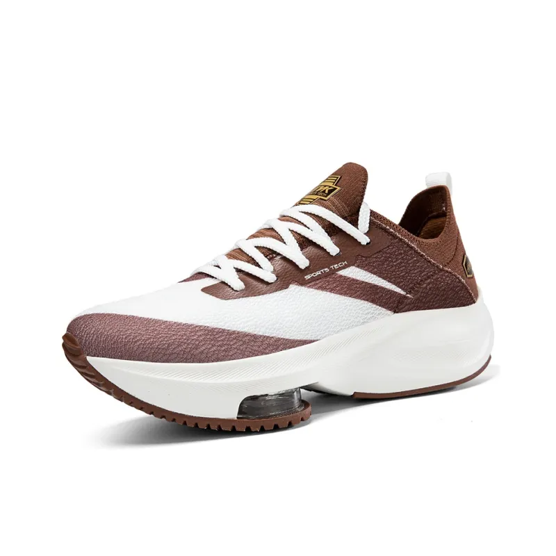 Kinglake Cushioning, Slip Resistant, Abrasion Resistant Coverage Low Top Air Cushion Running Shoes Unisex White Brown-1