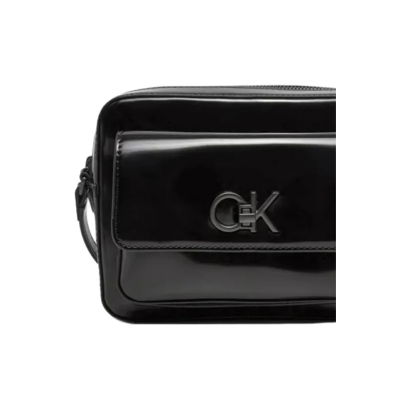 CALVIN KLEIN Artificial Leather Faux Leather Crossbody Bag, Shoulder Bag Trumpets Women's Black-3