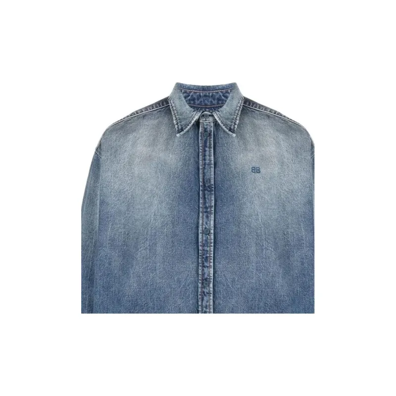 Balenciaga Shirt Loose Fit Style Men's Blue-4