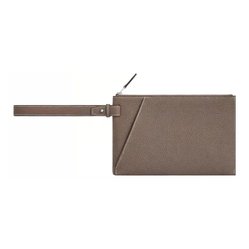 HERMES Cabavertige Togo Calfskin Clutch Men's 18 Etoupe Elephant Gray