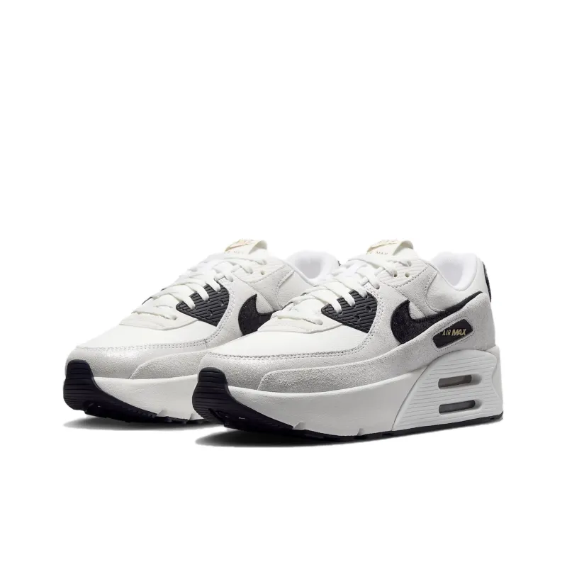 Nike Air Max 90 LV8 White Metallic Gold Black Women's-2