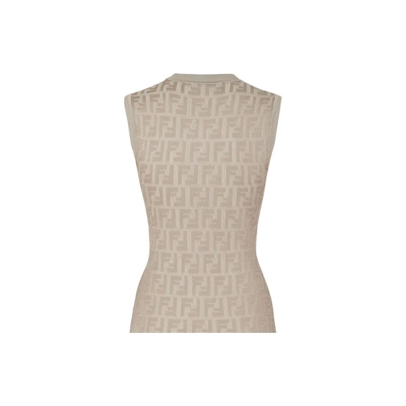 FENDI FW22 Sleeveless Dress Women's Beige-5