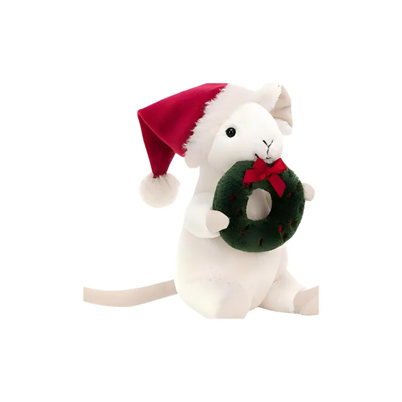 JELLYCAT Forest Animal Collection Happiness Mouse Wreath Dolls Plush Doll 18cm High-1