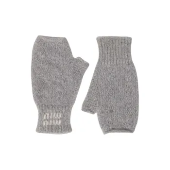 MIU MIU Wool Knit Gloves Unisex Gray