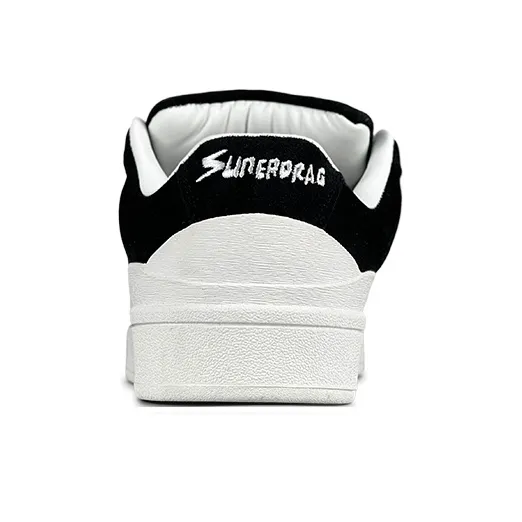 LuzaoT SUPER DRAG Anti Slip Wear Resistant Low Top Skateboard Shoes Unisex Black White-4