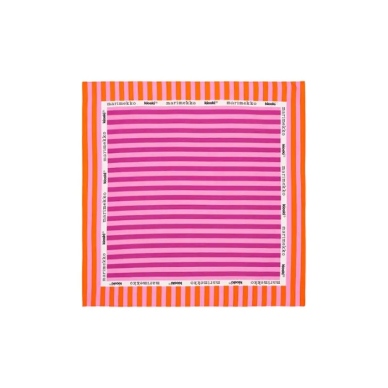 Marimekko Cotton Fabric Silk Scarves Women's Fuchsia/Light Pink/Orange-0