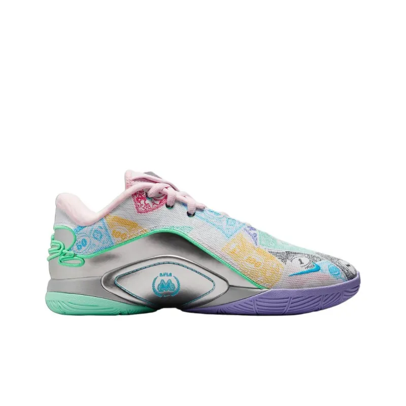 Monopoly x Nike LeBron 22 Anti-Slip Wear-Resistant Low-Top Children's Basketball Shoes White Pink Teenagers-1