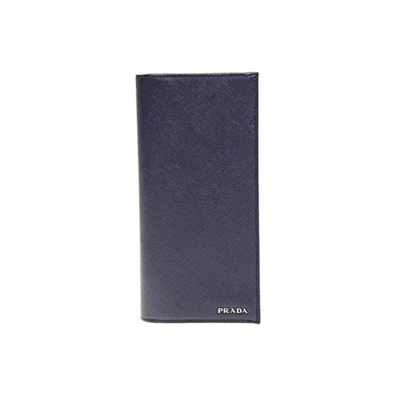 PRADA Cow Leather Clutch Wallet Men's Dark Blue-0
