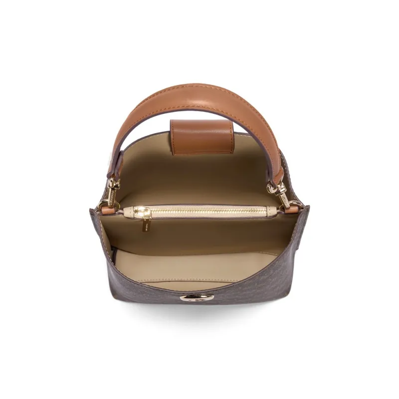BELLE Artificial Leather Handbag, Shoulder Bag Medium Size Women's Coffee/Apricot-2