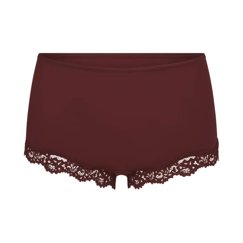 SKIMS FW24 FITS EVERYBODY LACE BOY SHORT Boxer Shorts Women's OXBLOOD/Ox Blood-0