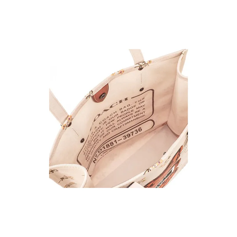 COACH Vandal Gummy Collaboration Recycled Tote Leather Tote Bag Shopping Bag Shoulder Bags Large Size Women's White-3