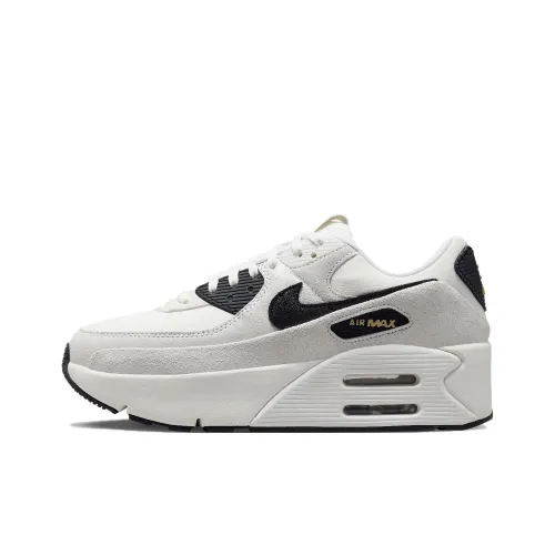 Nike Air Max 90 LV8 White Metallic Gold Black Women's