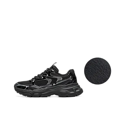 Kappa Warm Wear Resistant Slip Resistant Low Top Running Shoes Unisex Black
