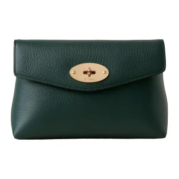 Mulberry Darley Coarse Grained Cow Leather Makeup Clutch Regular Women's Classic Green