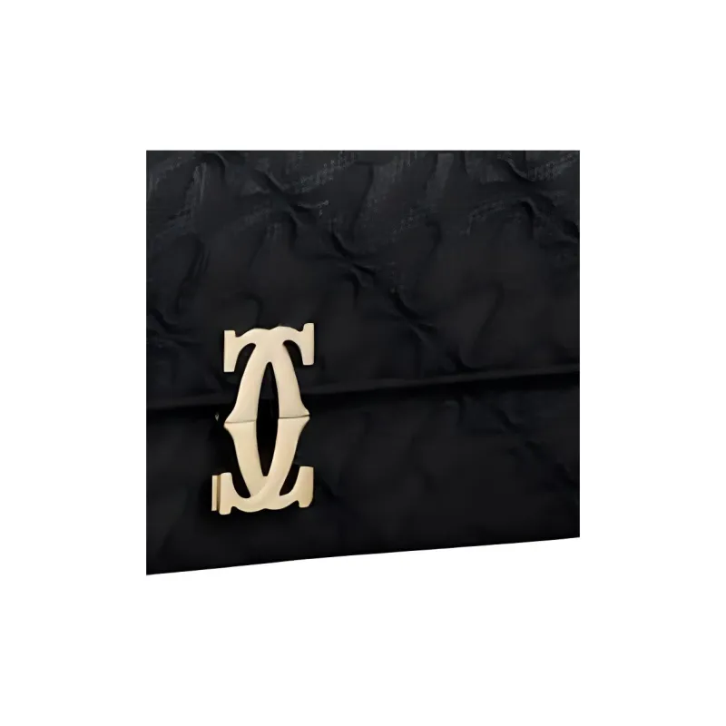 CARTIER Calfskin Crossbody Bag Shoulder Bag Women's Black-4