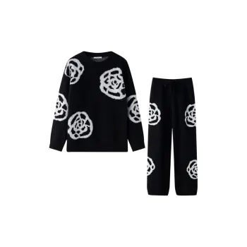 MEITENG Pajama Set Autumn And Winter Models Women's Black