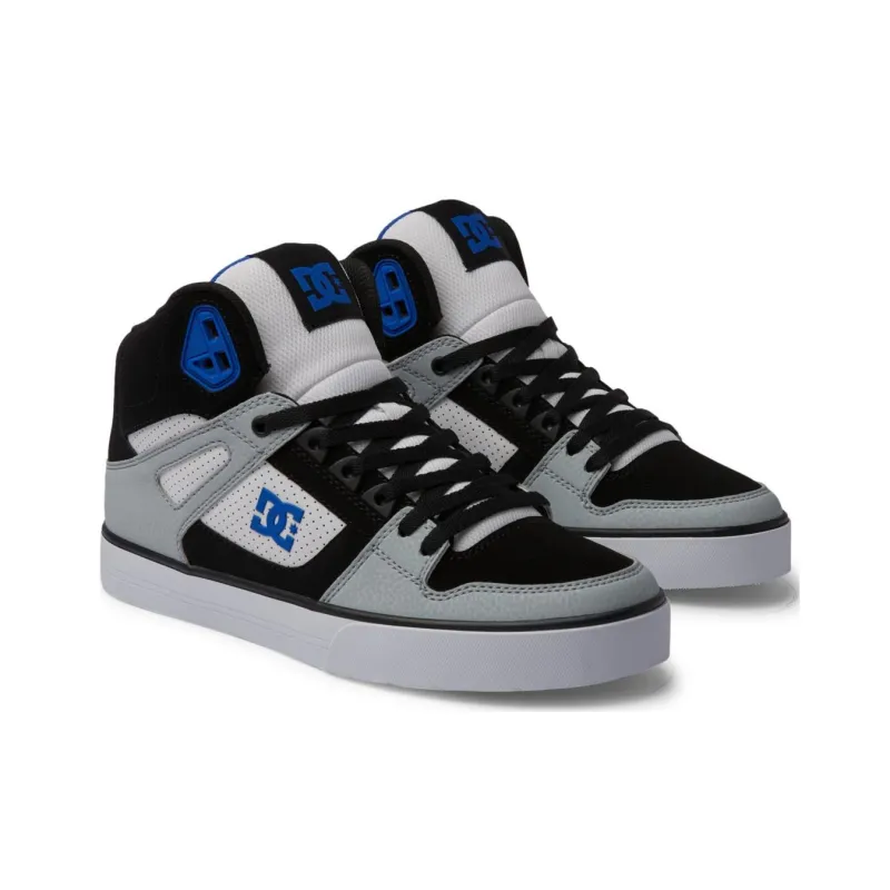 DC Shoes Pure SE Slip Resistant High Top Skateboard Shoes Men's Black White Blue-2