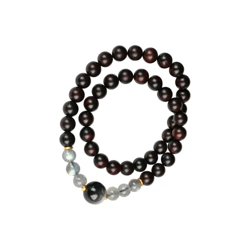 GUMUJIANG Fragrance Agarwood Beaded Bracelet With Two Circles Womens