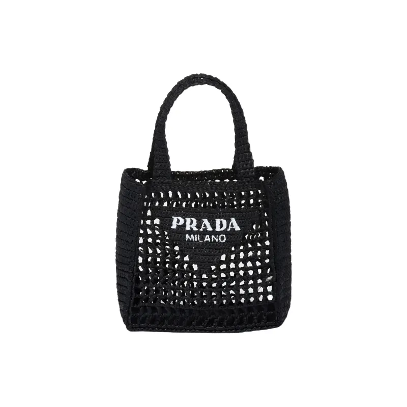 PRADA Raffia One Shoulder Handbag Women's Black-0