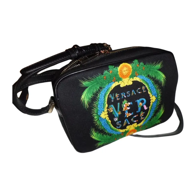 VERSACE Canvas With Leather Camera Bag Shoulder Bag Crossbody Bag Regular Women's Black-2