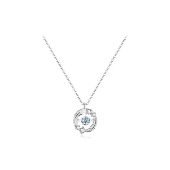 WANLIACC S999 Fine Silver Beating Heart Necklace Women's