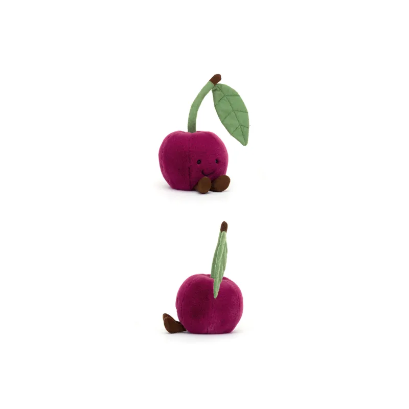 JELLYCAT Fun Food Collection Amuseables Cherry Cherry Cute Fruit Dolls Plush Doll 10cm Height In Sitting Posture-3