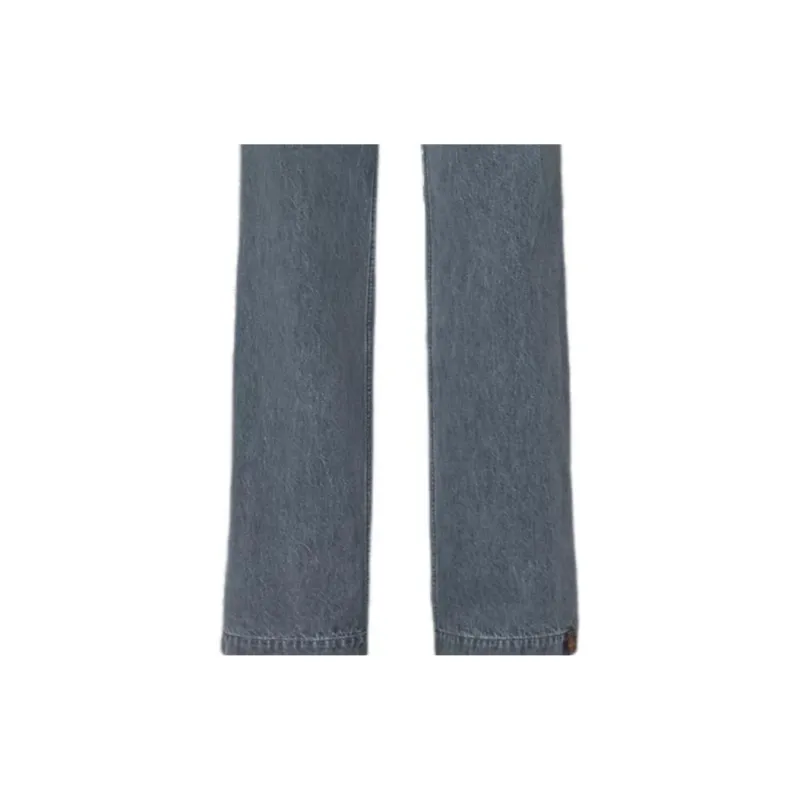 LOUIS VUITTON Washed Denim Wide Leg Jeans-5