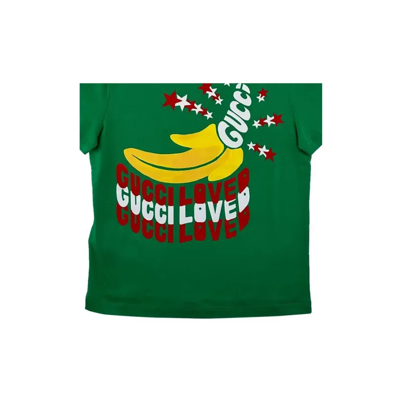 GUCCI Letter Print Crew Neck Short Sleeved T Shirt T Shirt Women's Green-5