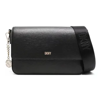 DKNY Cow Leather Crossbody Bag Shoulder Bag Medium Size Women's Black