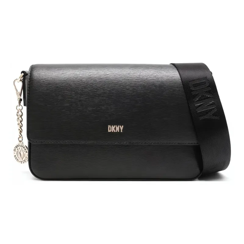 DKNY Cow Leather Crossbody Bag Shoulder Bag Medium Size Women's Black-0