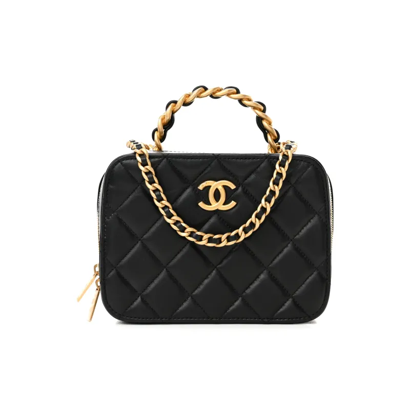 CHANEL Sheepskin Box Bag, Shoulder Bag, Crossbody Bag Women's Black-1