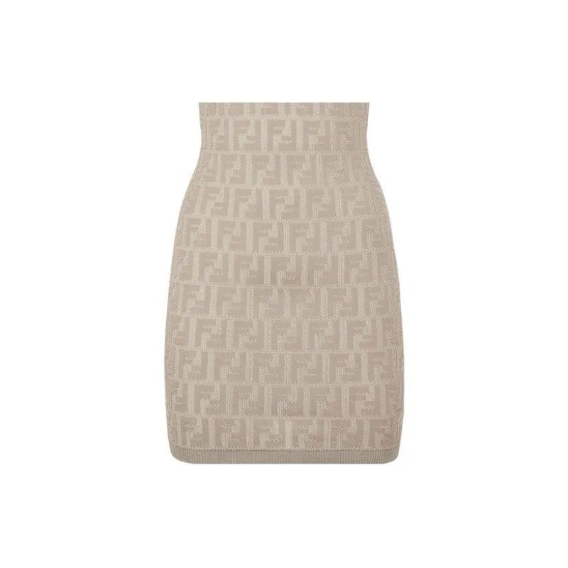 FENDI FW22 Sleeveless Dress Women's Beige-4