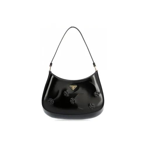 PRADA Cleo Shiny Leather Crescent Bag Handbag Shoulder Bag Women's Black