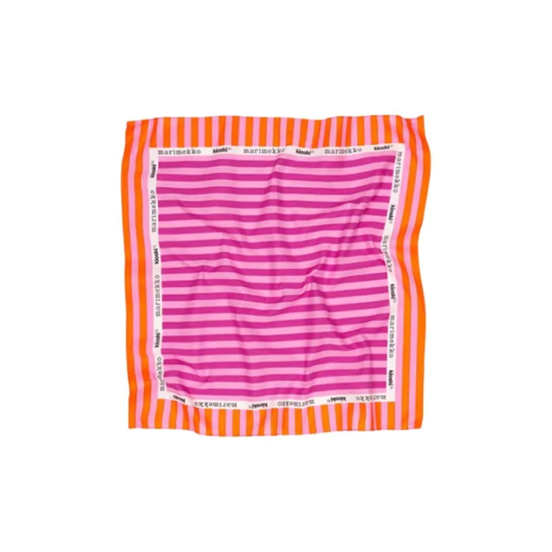 Marimekko Cotton Fabric Silk Scarves Women's Fuchsia/Light Pink/Orange-1