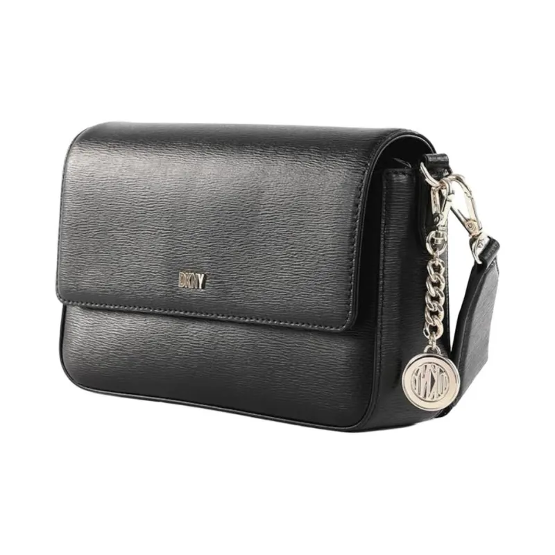 DKNY Cow Leather Crossbody Bag Shoulder Bag Medium Size Women's Black-3