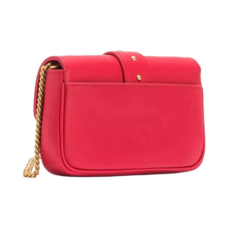 PINKO Cow Leather Crossbody Bag Shoulder Bag Women's Red-4