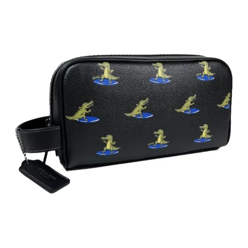 COACH Kitt Canvas With Calfskin Clutch Storage Bag Small Size Women's Black-2