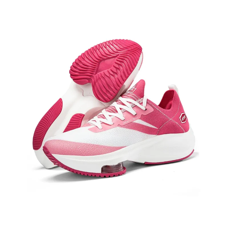 Kinglake Cushioning And Abrasion Resistant Coverage Low Top Air Cushion Casual Running Shoes Unisex White Pink-2