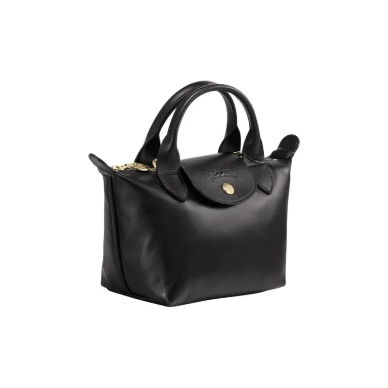 LONGCHAMP Leather With Genuine Leather Dumpling Bag Handbags Mini Unisex Black-1