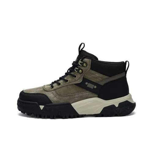 JEEP SPIRIT Anti Slip Wear Resistant Water Resistant Height Increasing High Top Outdoor Shoes Men's Cuban Brown