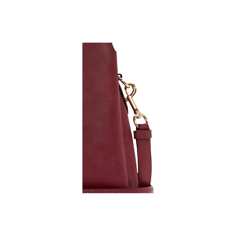 COACH Lillie Leather Handbag Large Size Women's Burgundy-3