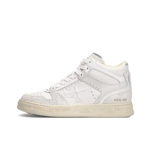 PREMIATA Quinn Anti Slip Wear Resistant Mid Top Skateboard Shoes Unisex White
