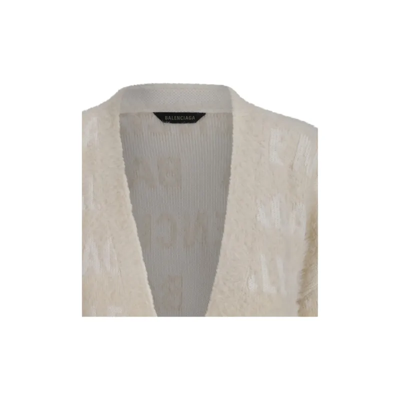 Balenciaga Allover Logo Furry Cardigan-5