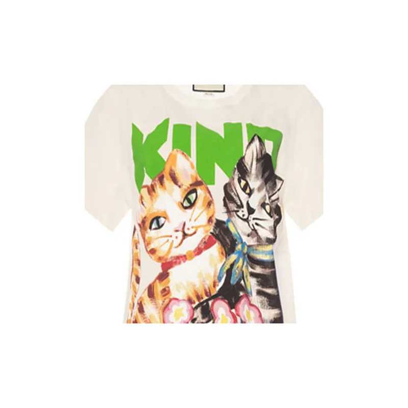 GUCCI Drop Shoulder Sleeve T-Shirt Women's Ecru-2