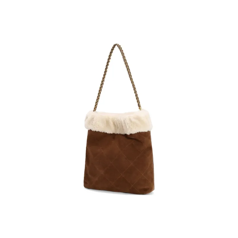 BELLE Suede, Cow Split Leather, Artificial Leather Handbag, Shoulder Bag Tubas Women's Brown-1